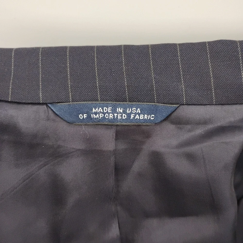 Brooks Brothers Blazer Jacket Mens 48 Navy Pinstripe Two Button made in usa